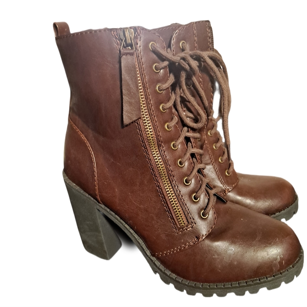 Brown leather Combat boot